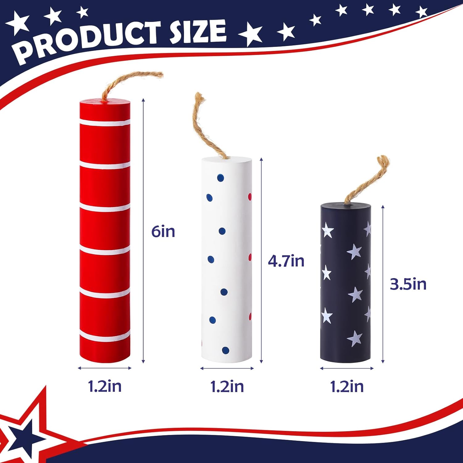 Decorative Accessory | 4th of July Theme, Wooden Firework Signs, 3 Pieces