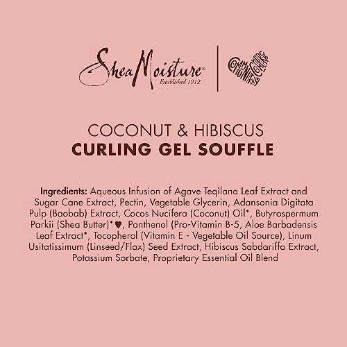 SheaMoisture Curling Gel Souffle for Thick, Curly Hair Coconut , Hibiscus to Moisturize and Protect Hair 12 oz