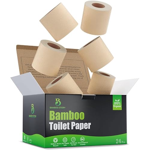 Toilet Paper | 3-Ply, Unbleached, 300 Sheets, Organic Brown, 24 Rolls