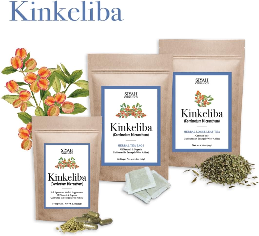 Herbal Supplements | Kinkeliba Tea Leaves, Capsules, & Tea Bags