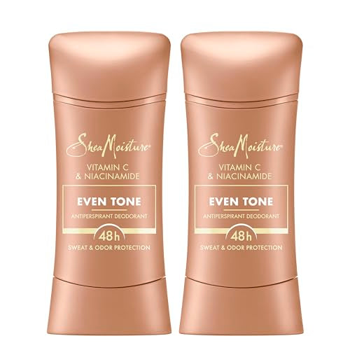 SheaMoisture Antiperspirant Deodorant Stick Even Tone Vitamin C & Niacinamide 2 Count for 48HR Sweat & Odor Protection with No Parabens & No Mineral Oil 2.6 oz