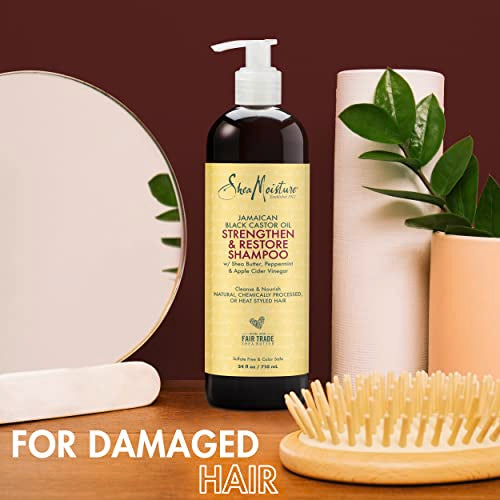 SheaMoisture Strengthen and Restore Shampoo for Damaged Hair Strengthen & Grow to Cleanse and Nourish 24 oz