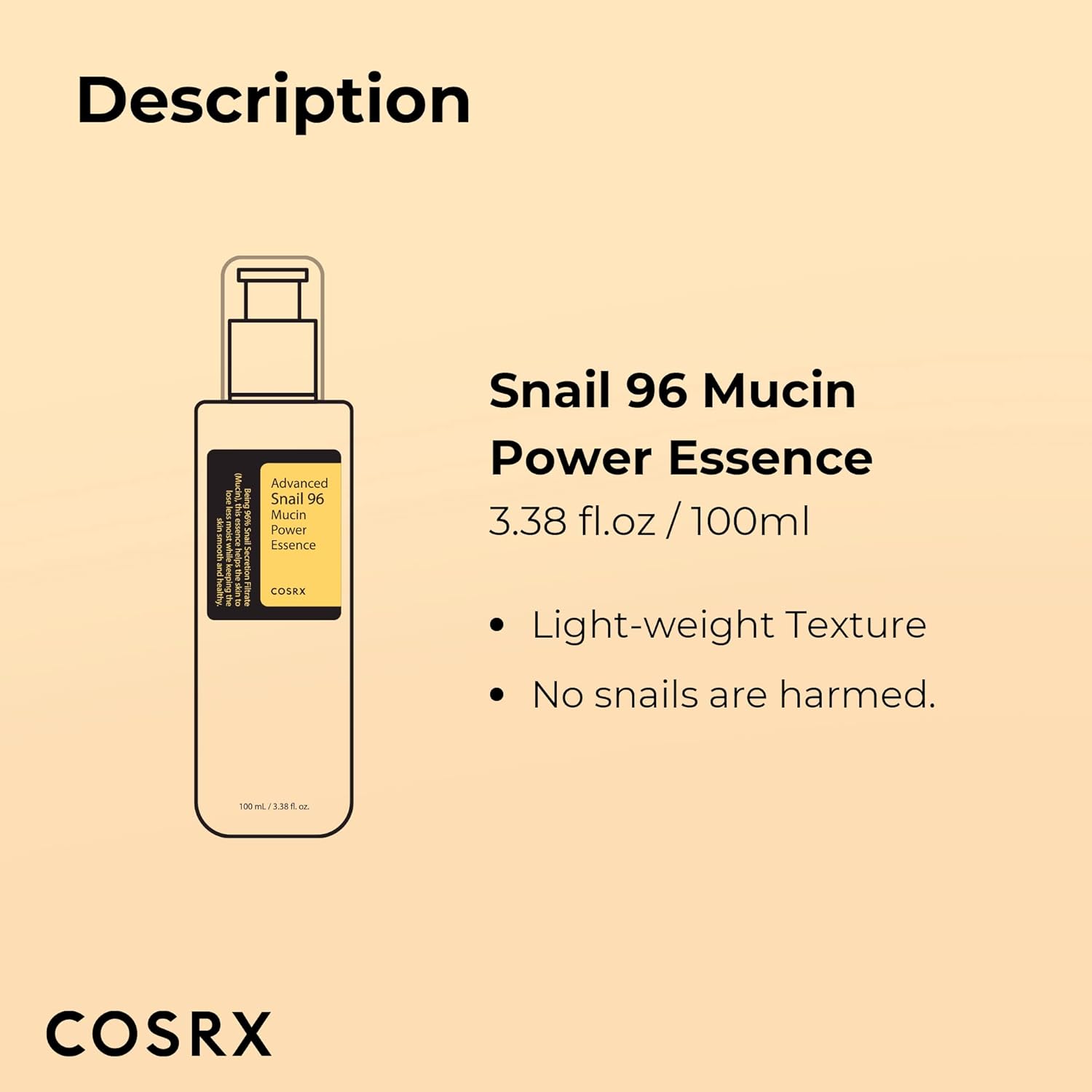 Face Serum | Snail Mucin 96%, 3.38 fl oz (100ml)