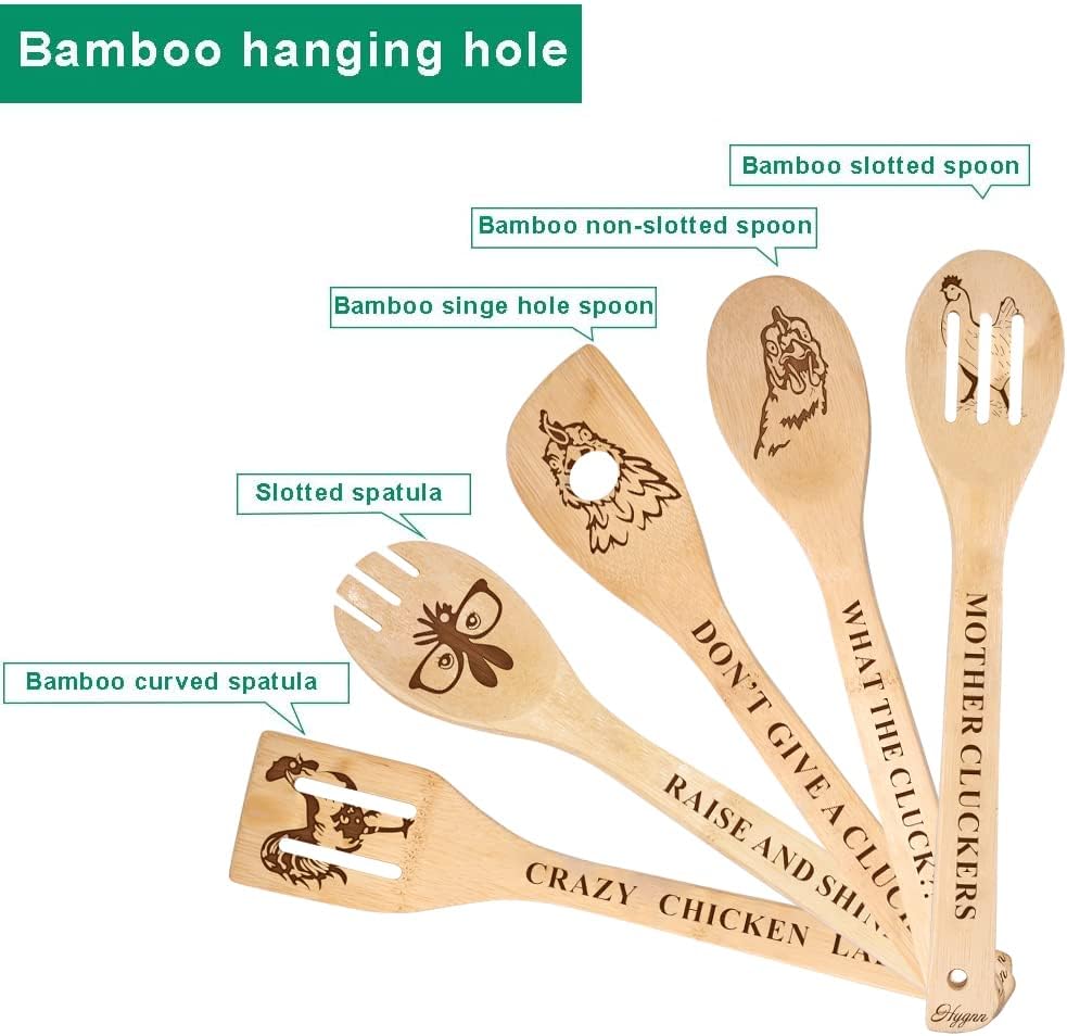 Cooking Spoons | 5-Piece Set, Organic Bamboo, Non-Stick