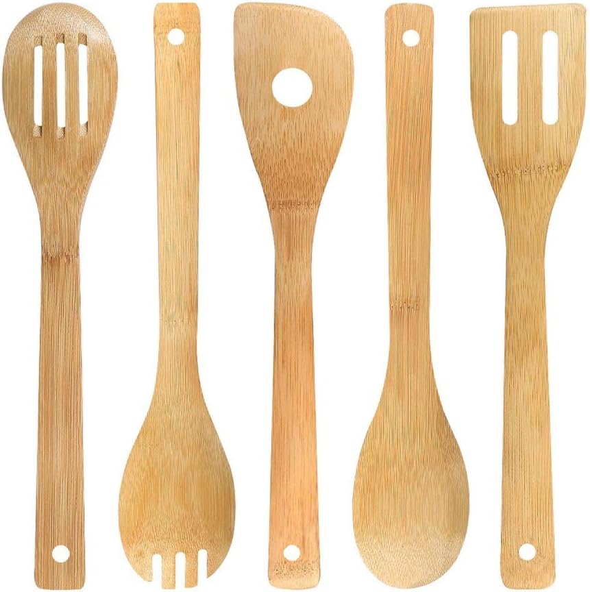 Cooking Spoons | 5-Piece Set, Organic Bamboo, Non-Stick