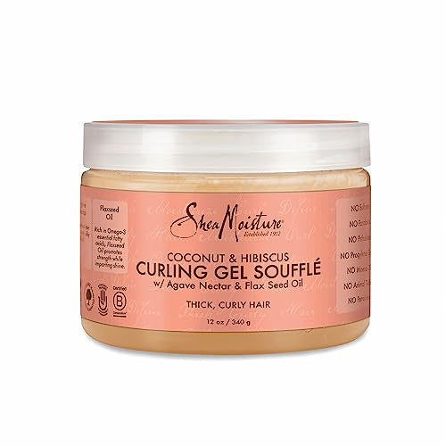 SheaMoisture Curling Gel Souffle for Thick, Curly Hair Coconut , Hibiscus to Moisturize and Protect Hair 12 oz