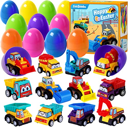 Easter Eggs | 12 Pack, Prefilled with Pull-Back Toy Cars