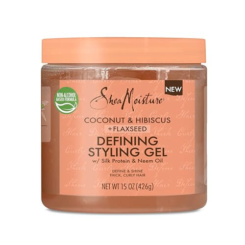 SheaMoisture Defining Styling Gel For Thick, Curly Hair Coconut and Hibiscus Paraben-Free Frizz Control Styling Gel 15 oz