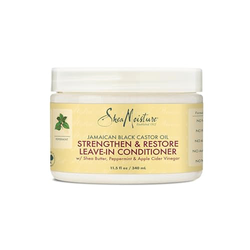 SheaMoisture Jamaican Black Castor Oil Leave In Conditioner For Damaged Hair 100% Pure Jamaican Black Castor Oil To Soften And Detangle Hair 11.5oz