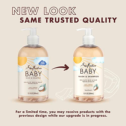 SheaMoisture Baby Wash and Shampoo 100% Virgin Coconut Oil for Baby Skin Cruelty Free Skin Care 13 oz