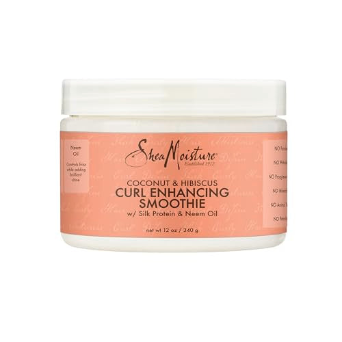 SheaMoisture Smoothie Curl Enhancing Cream Coconut and Hibiscus for Thick, Curly Hair Sulfate Free and Paraben Free 12 oz