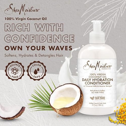 Sheamoisture Daily Hydrating Conditioner For All Hair Types 100% Virgin Coconut Oil Sulfate-Free 13 oz (Packaging May Vary)