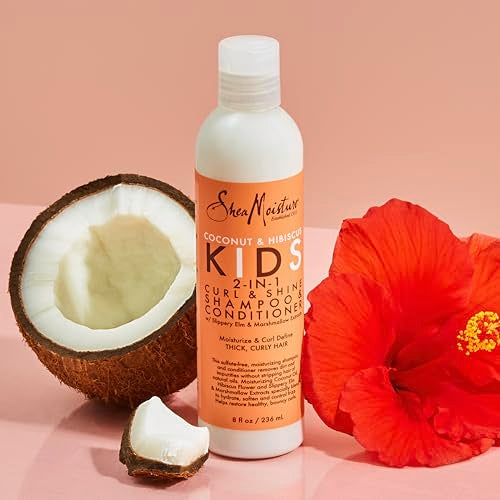 SheaMoisture 2-in-1 Shampoo and Conditioner for Kids Coconut and Hibiscus Coconut Oil for Hair and Dry Curls 8 oz