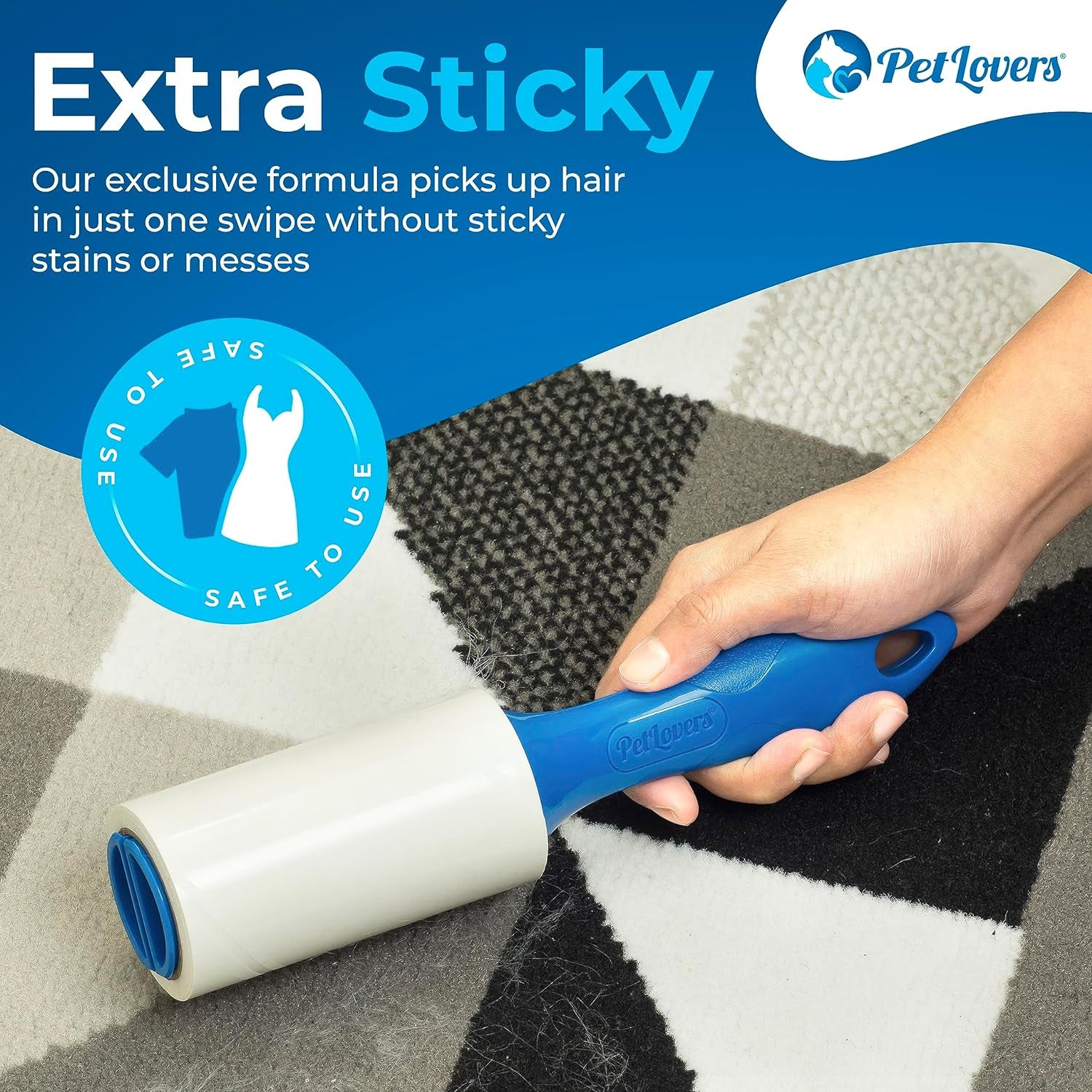 Extra Sticky Lint Roller Mega Value Set 450 Sheets for Pet Hair Removal, Dog and Cat Lint Remover 5 Pack