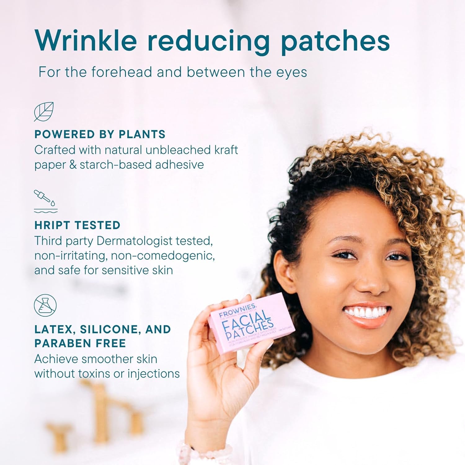 Forehead and between the Eyes Wrinkle Patches - Hypoallergenic Facial Patches to Smooth & Soften Forehead Wrinkles & Eleven Lines - for Overnight Use, 144 Patches