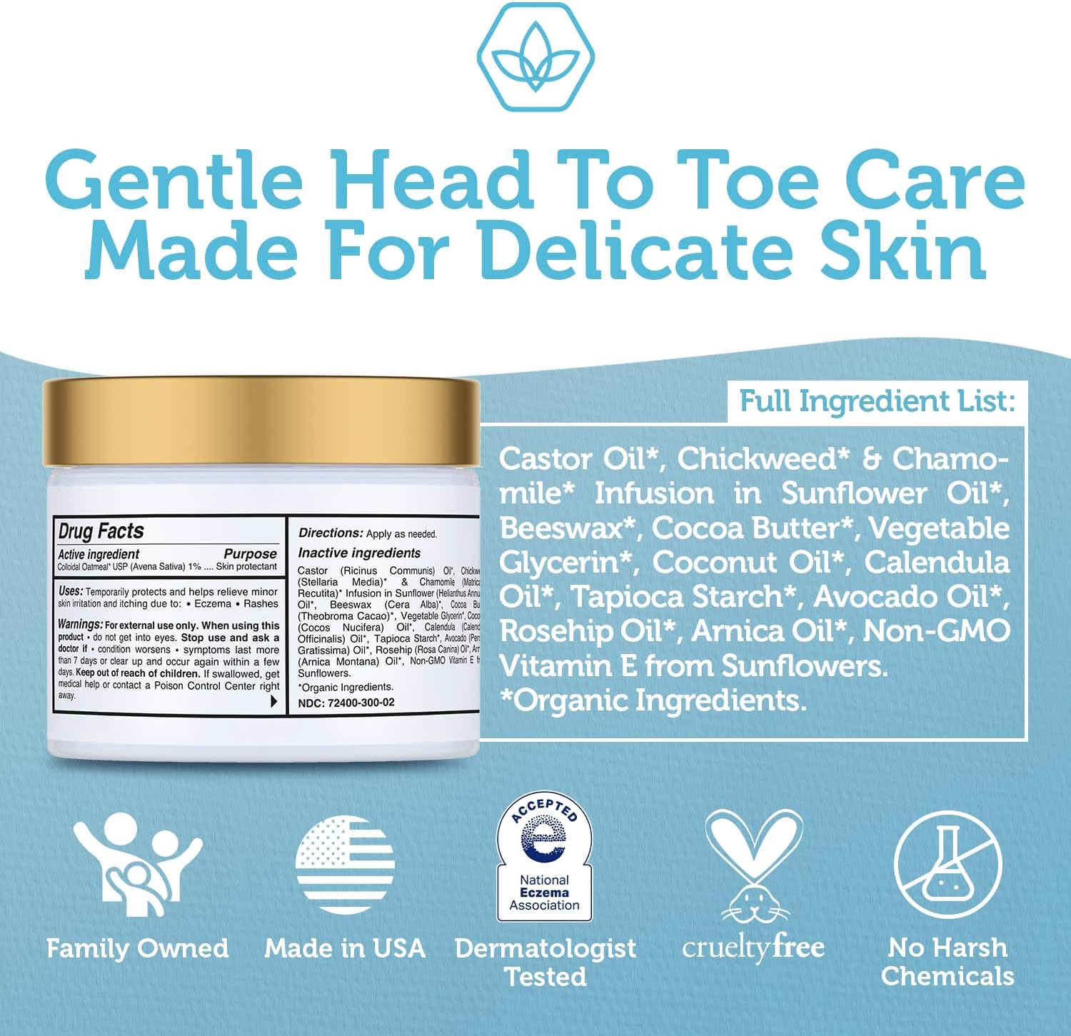 Baby Moisturizing Cream | Gentle Formula, 8 oz