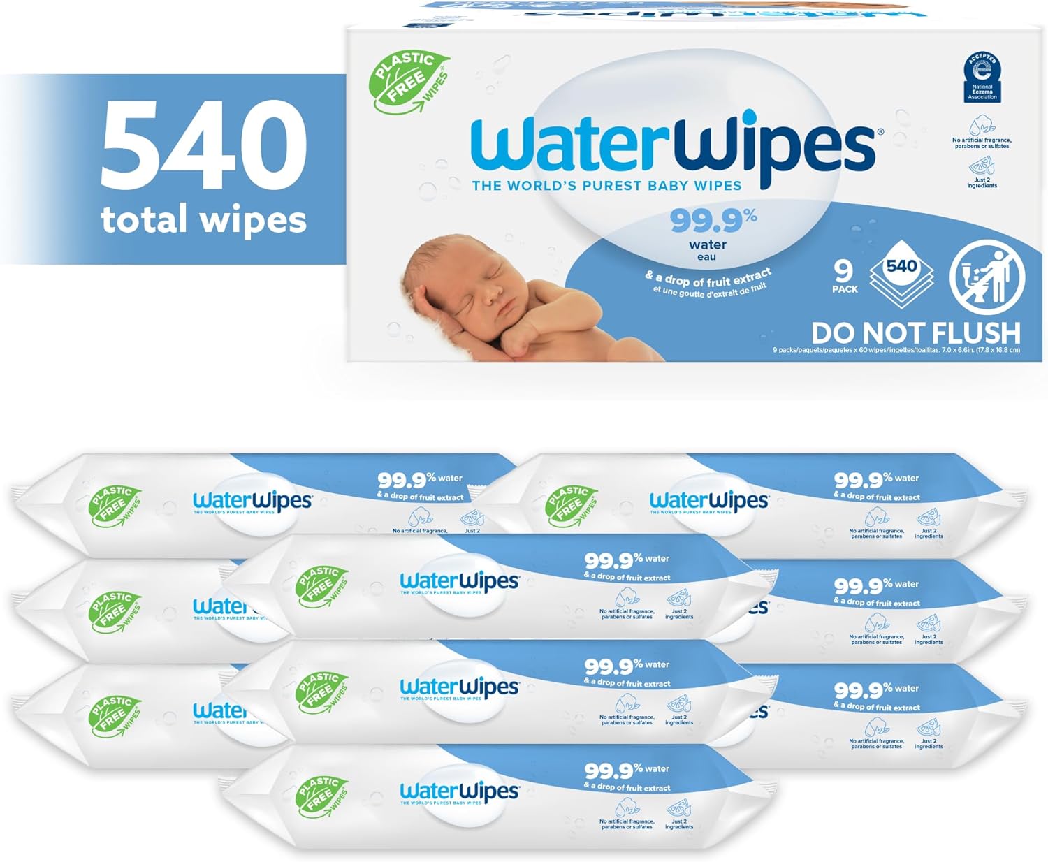 Baby Wipes | Plastic-Free, 99.9% Water, 60 Count