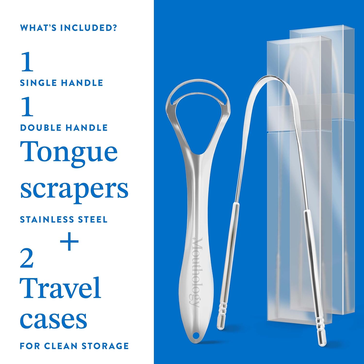 Tongue Scraper | Stainless Steel, Reusable 2-Pack with Cases