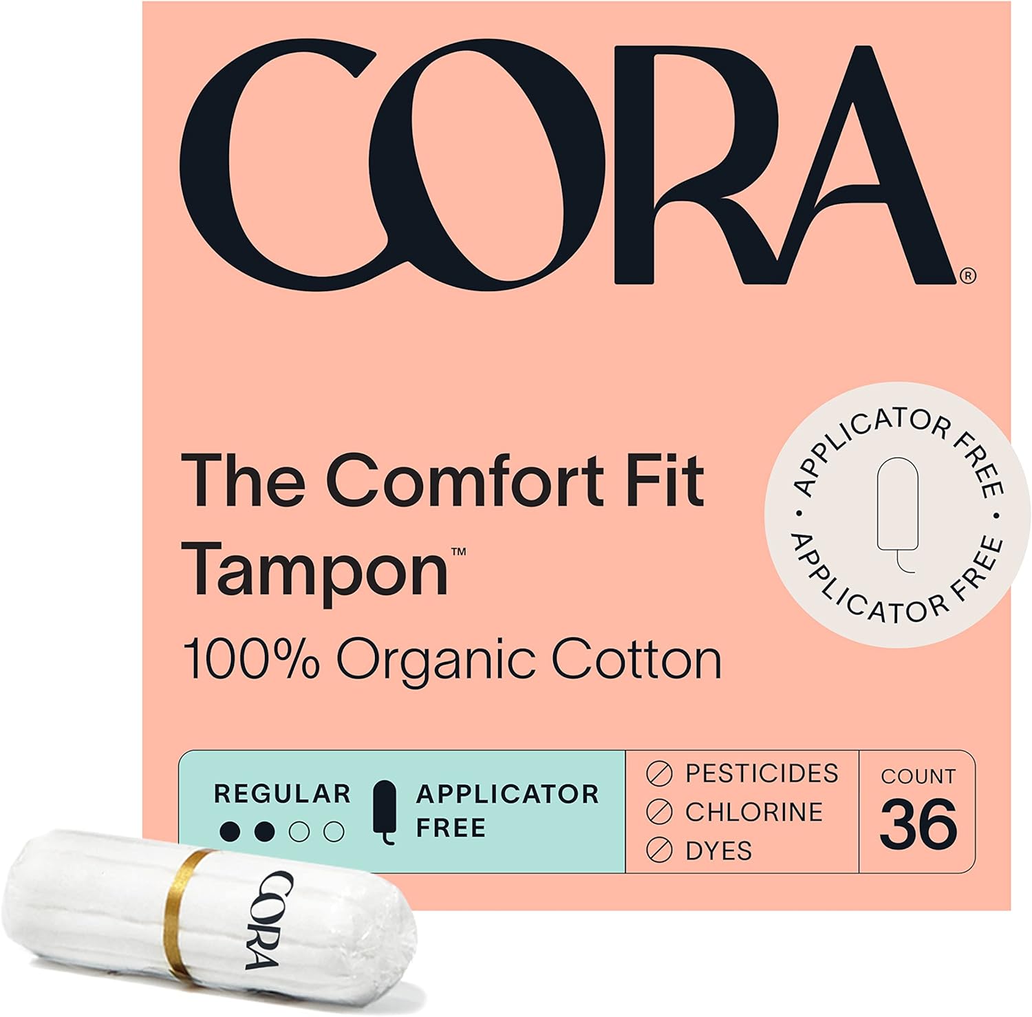 Organic Cotton Tampons | Non-Applicator, 36 Count