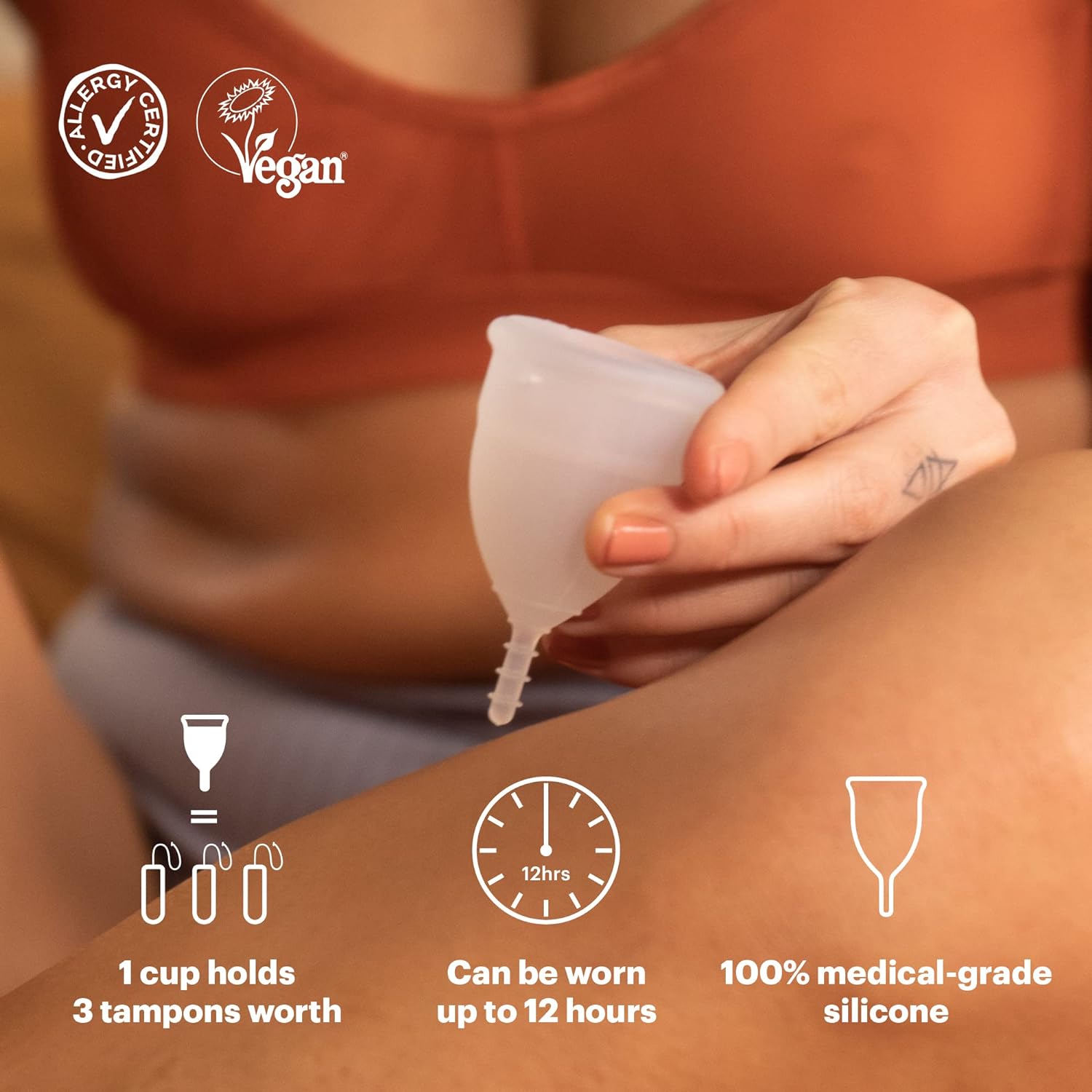 Menstrual Cup | 12-Hour Leak Protection, Reusable