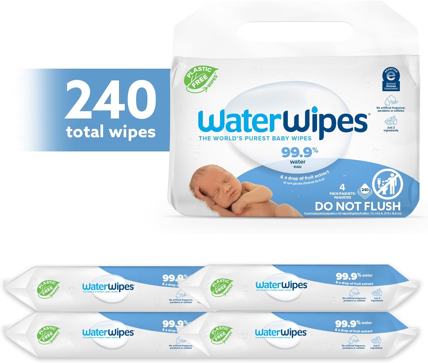 Baby Wipes | Plastic-Free, 99.9% Water, 60 Count