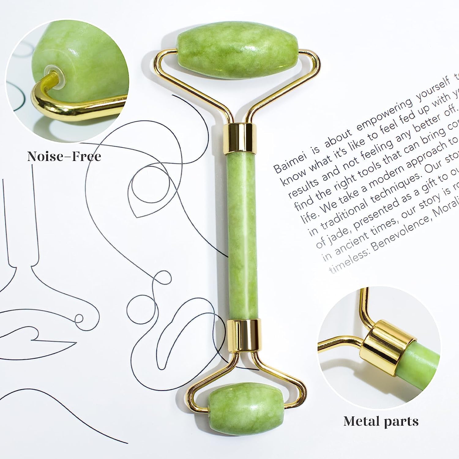 Face Roller and Gua Sha Set | Redness and Puffiness Reduction, Self-Care Gift - Green