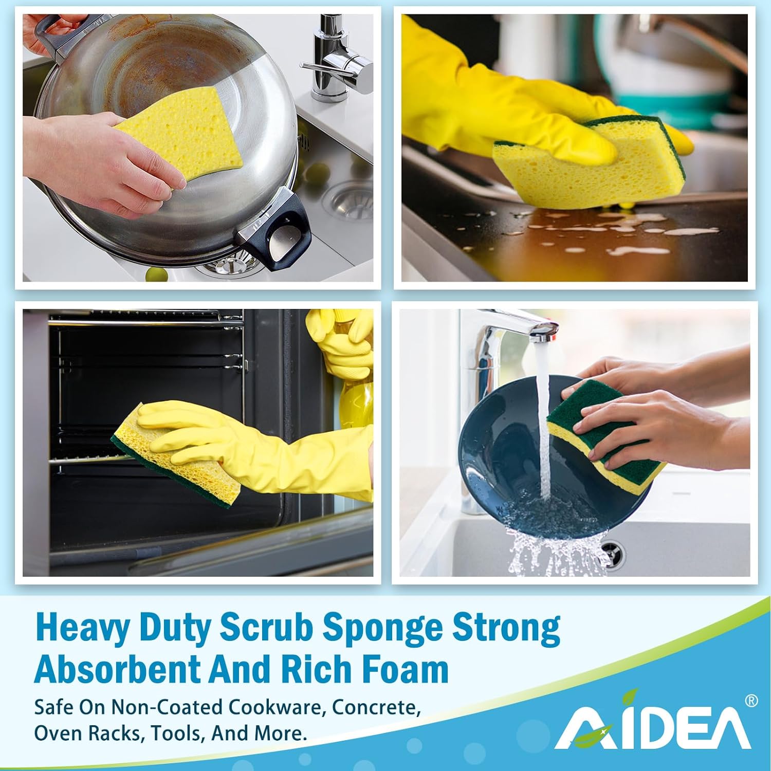 Dish Sponge | 6 Count, Non-Scratch, Ideal for Non-Stick Cookware