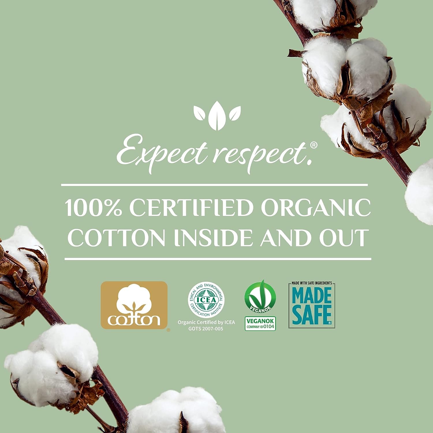 100% Organic Cotton Feminine Pads | 10 Count