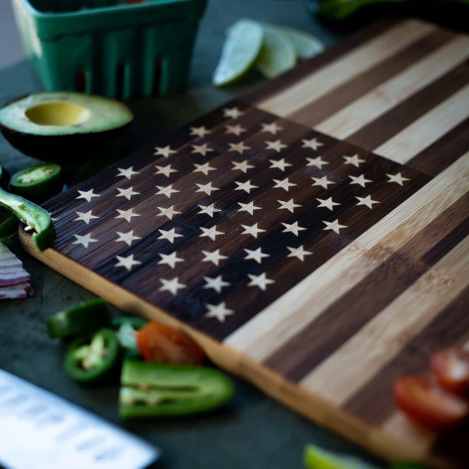 American Flag Cutting Board | Bamboo Wood, 9.75x13.75, Decorative and Functional