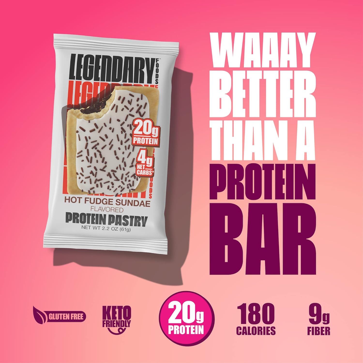 Protein Bar | 20g Protein, Low Carb, Keto Friendly, Hot Fudge, 8-Pack