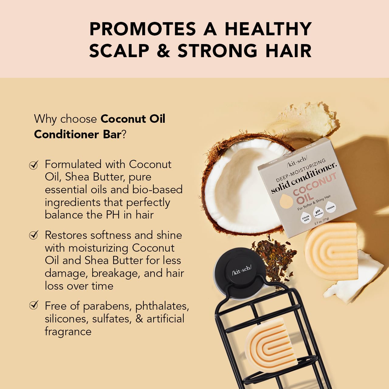 Conditioner Bar | Coconut Oil Deep-Moisturizing, Eco-Friendly, 2.7 oz