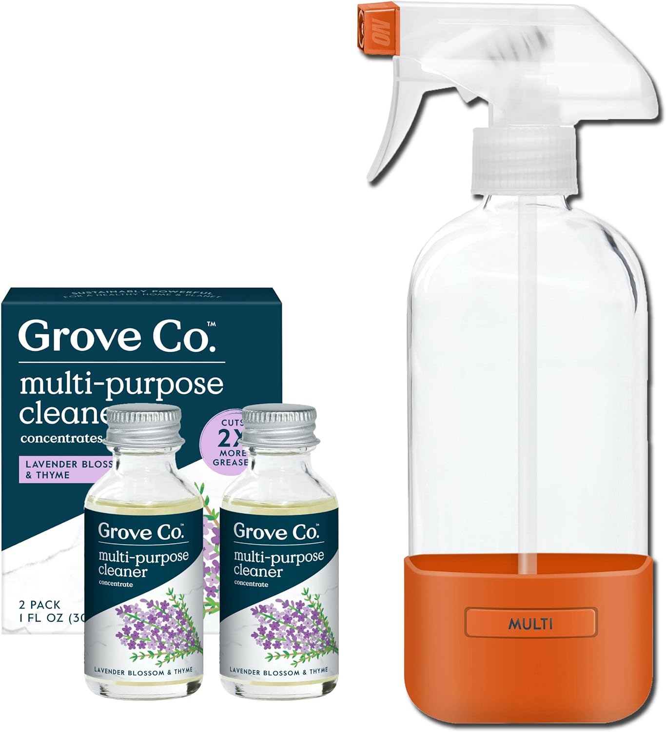 Multi-Purpose Cleaner, Refill Concentrate (6 X 1 Fl Oz) Plant-Based Household Cleaning Supplies, Ammonia & Chlorine Free, No Plastic Waste, Lavender Blossom & Thyme, Total 3 X 2 Pack Refills