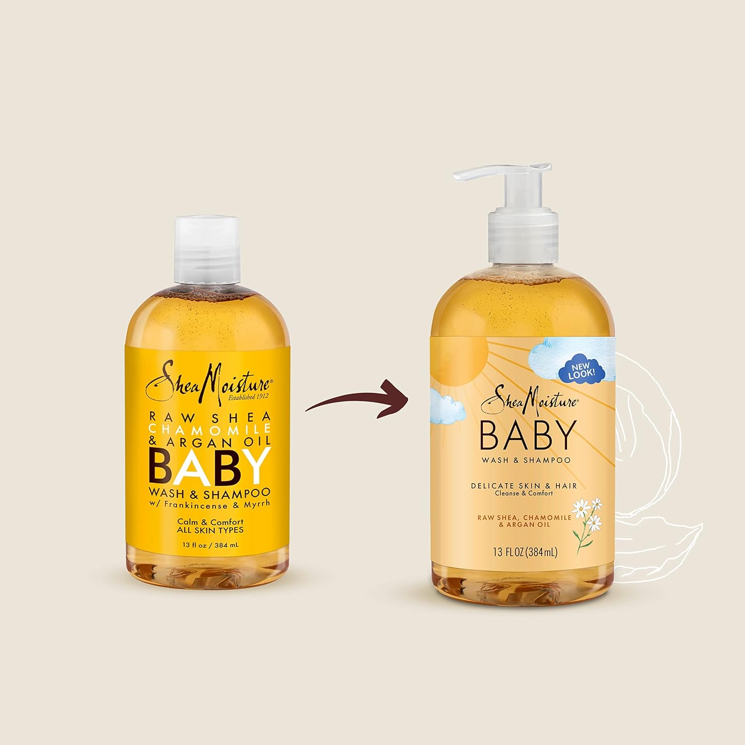 Baby Shampoo & Body Wash | Raw Shea, Chamomile, Argan Oil, 13 fl oz