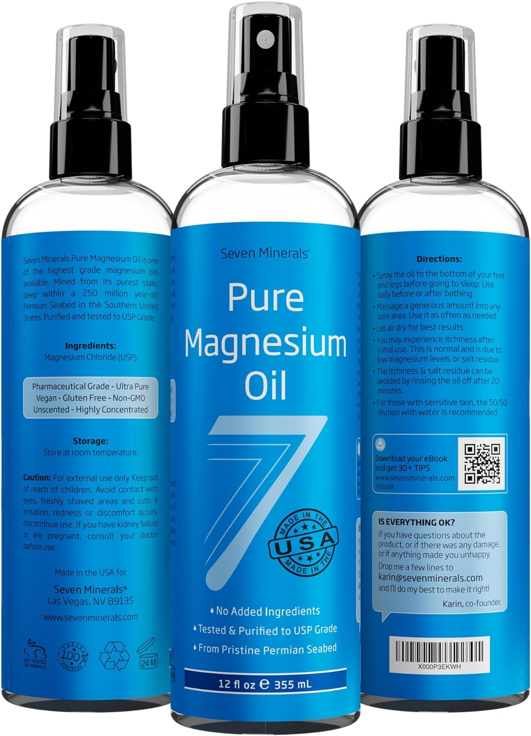 Magnesium Oil Spray | Pure, USP Grade, 12 fl oz