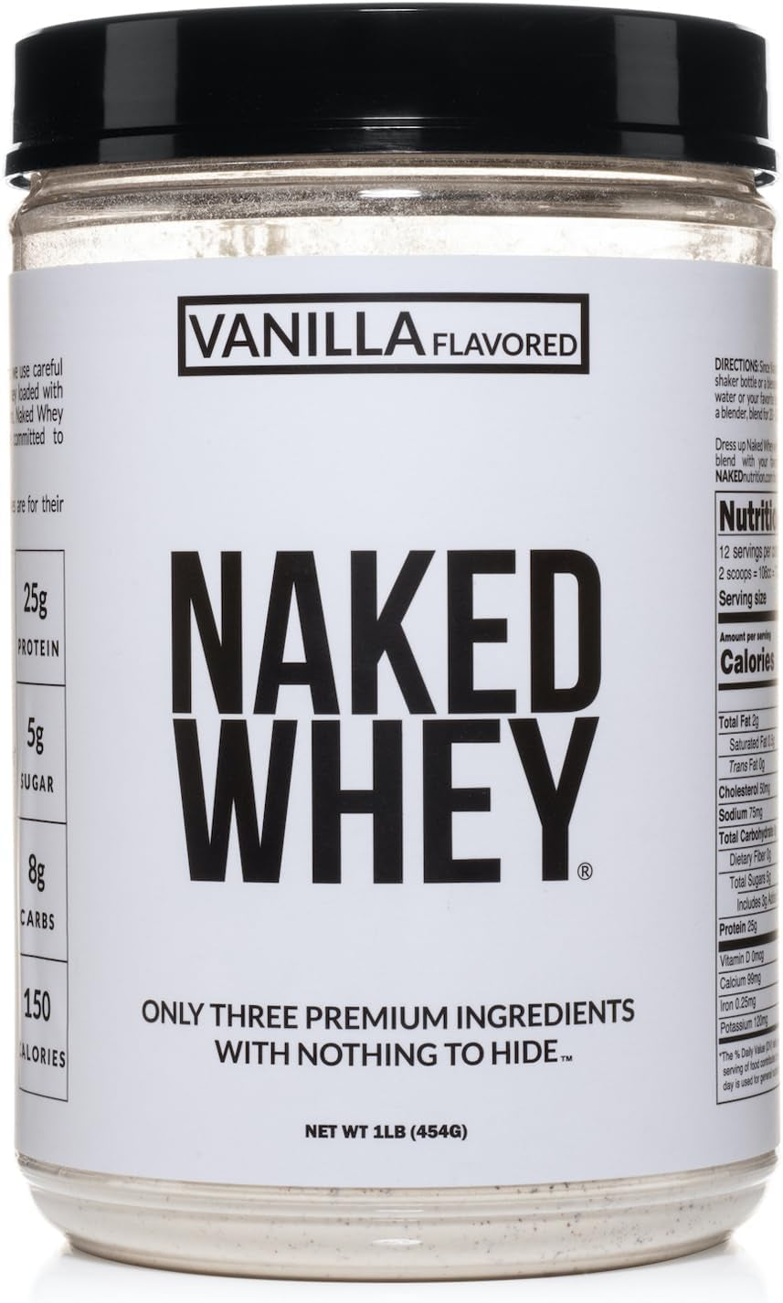 Nutrition Vanilla Whey Protein 1Lb, Only 3 Ingredients, All Natural Grass Fed Whey Protein Powder + Vanilla + Coconut Sugar- Gmo-Free, Soy Free, Gluten Free. Aid Muscle Growth, 12 Servings