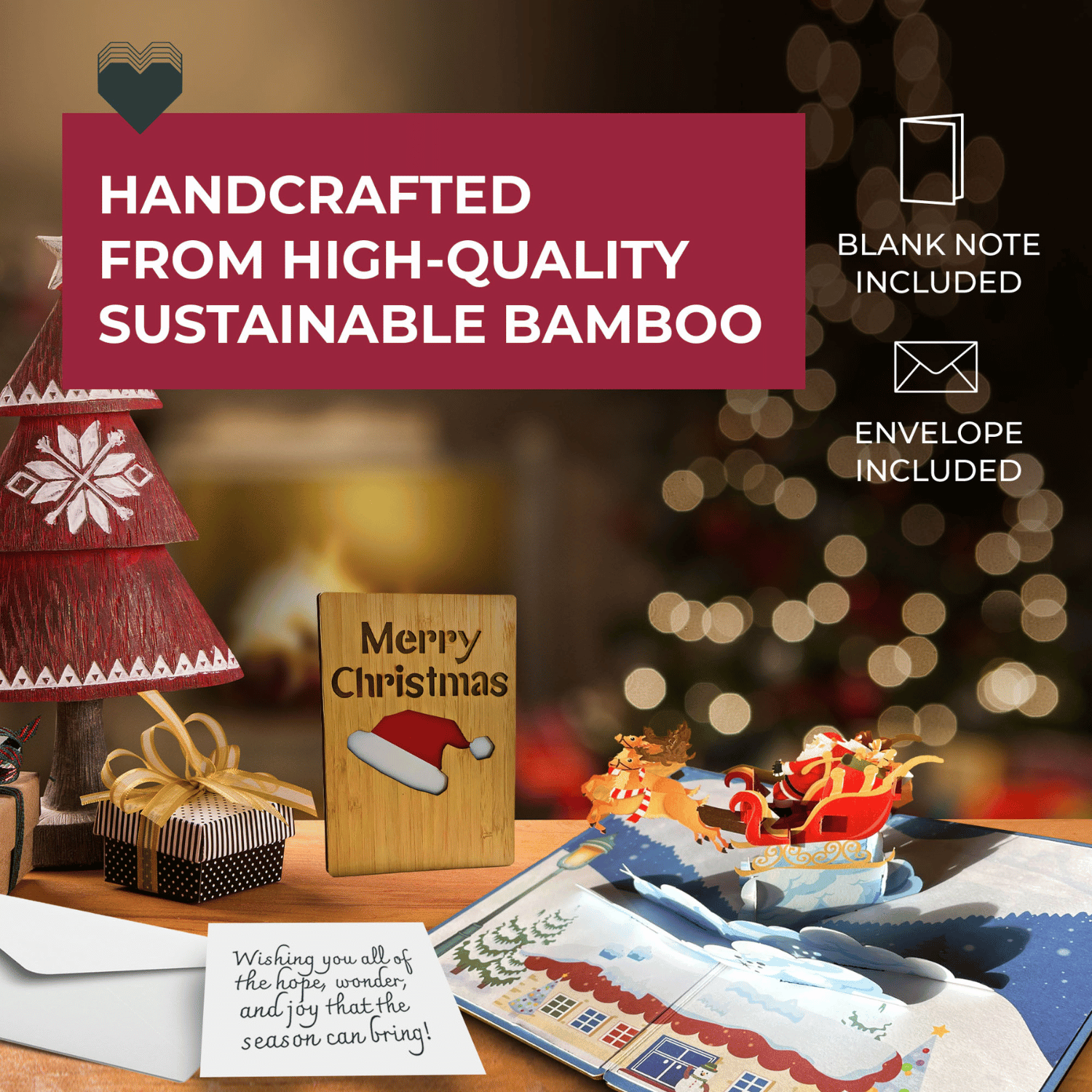 Bamboo 3D Pop-Up Greeting Card | Merry Christmas