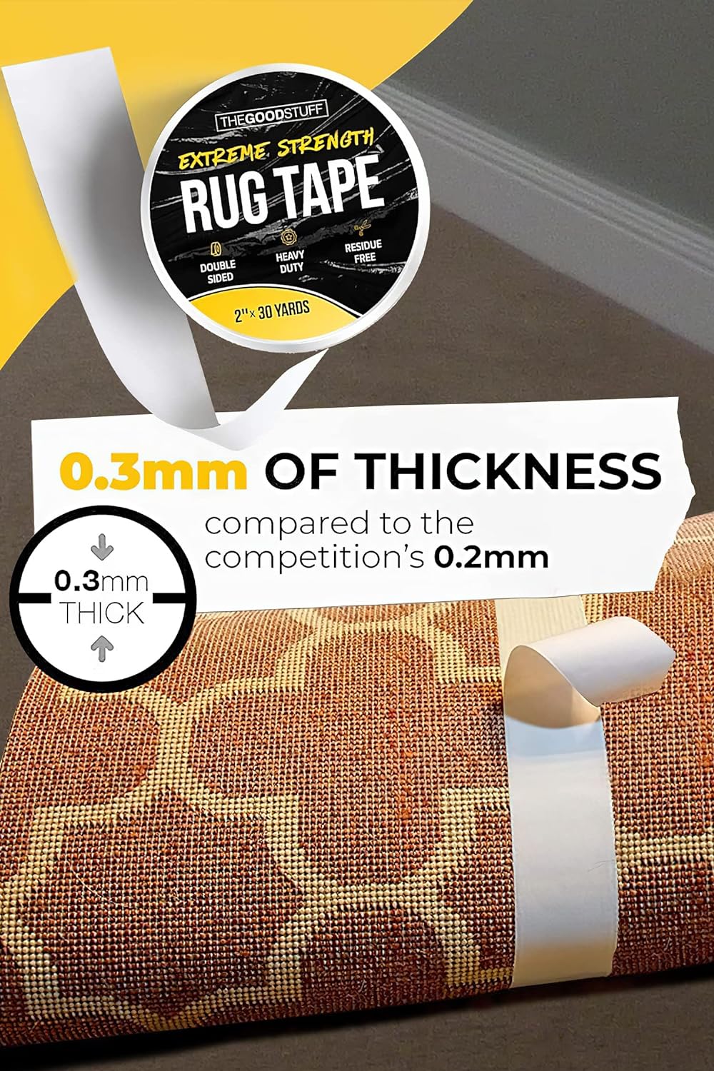 Double-Sided Carpet Tape | Heavy Duty, 1 Inch x 30 Yards