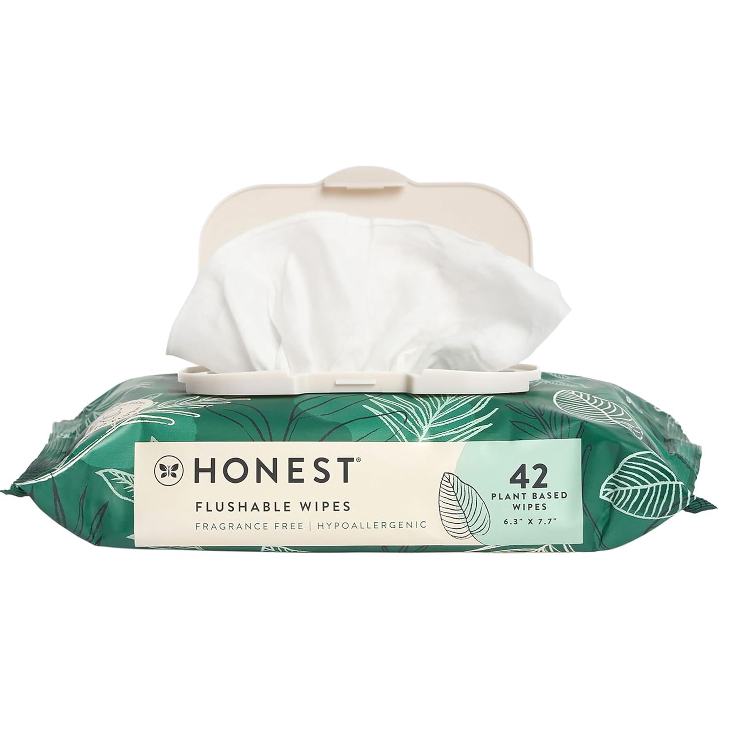 Plant-Based Flushable Wipes | 99% Water, Hypoallergenic, EWG Verified, Safe to Flush | Fragrance Free, 42 Count