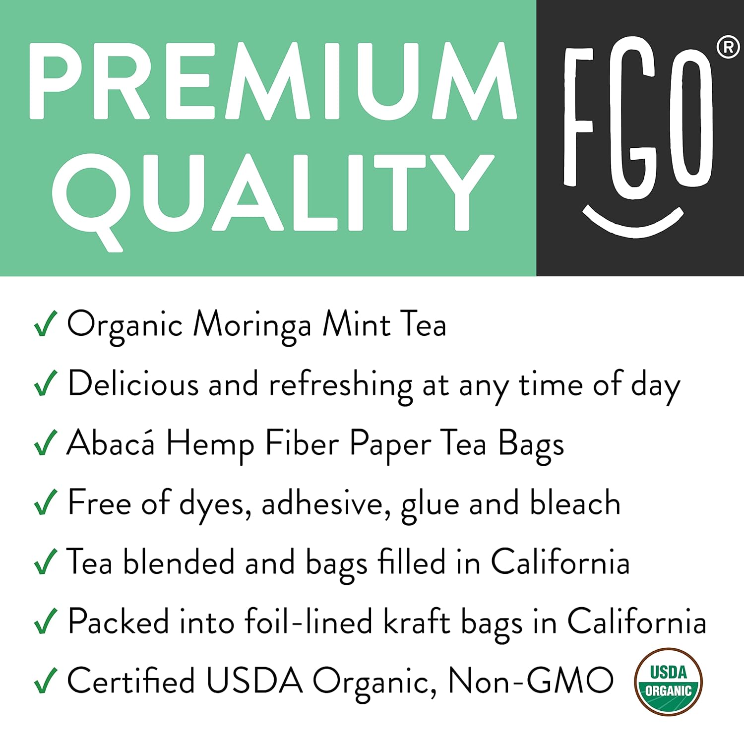 Tea Bags | Organic Moringa Mint, 100 Count