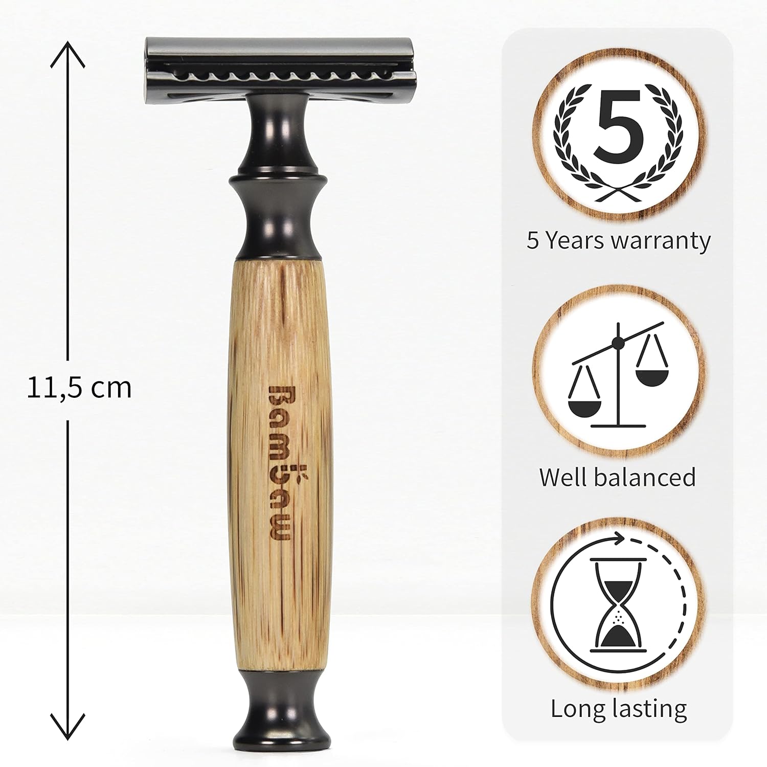 Safety Razor | Bamboo Handle, Double Edge, Reusable, Eco-Friendly, Fits All DE Blades