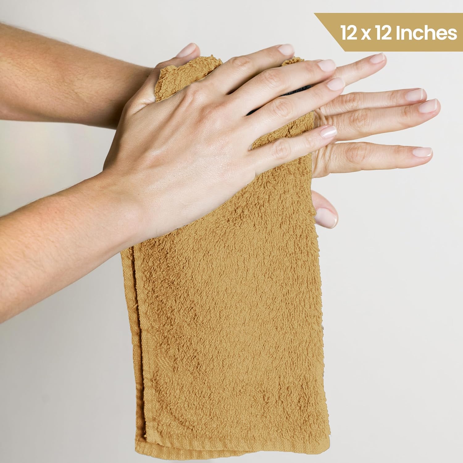 Face Washcloths Set | 100% Cotton, Soft & Absorbent, 12 Pack, 12x12 inches