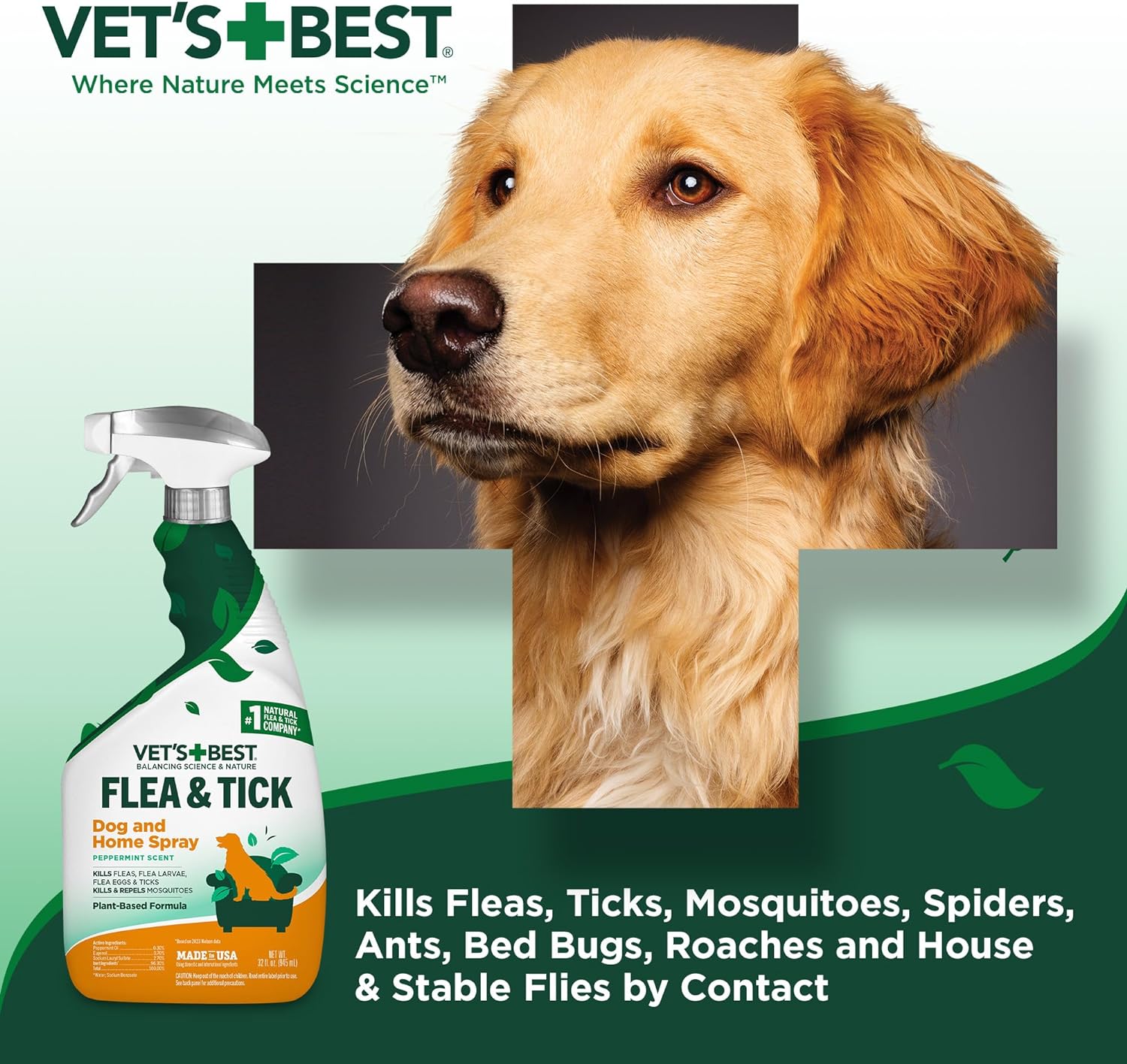 Dog Flea and Tick Spray | Natural Ingredients, 32 fl oz