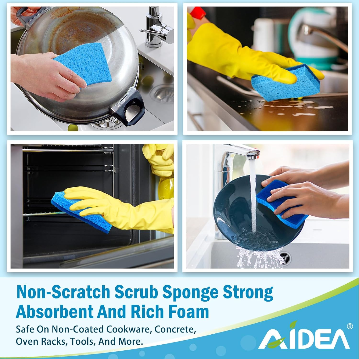 Dish Sponge | 6 Count, Non-Scratch, Ideal for Non-Stick Cookware