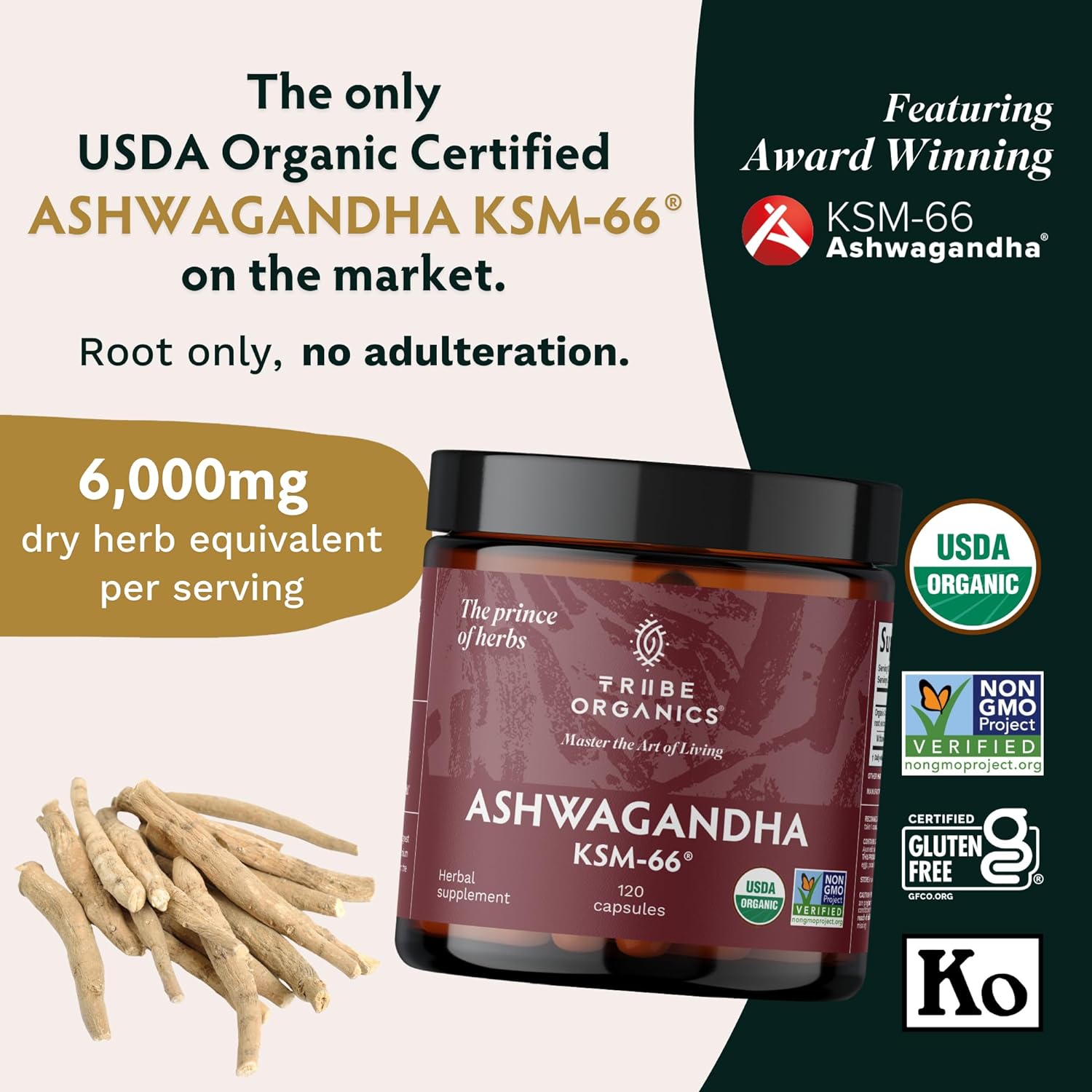 Ashwagandha Capsules | Organic Root Extract, 600mg, 120 Capsules