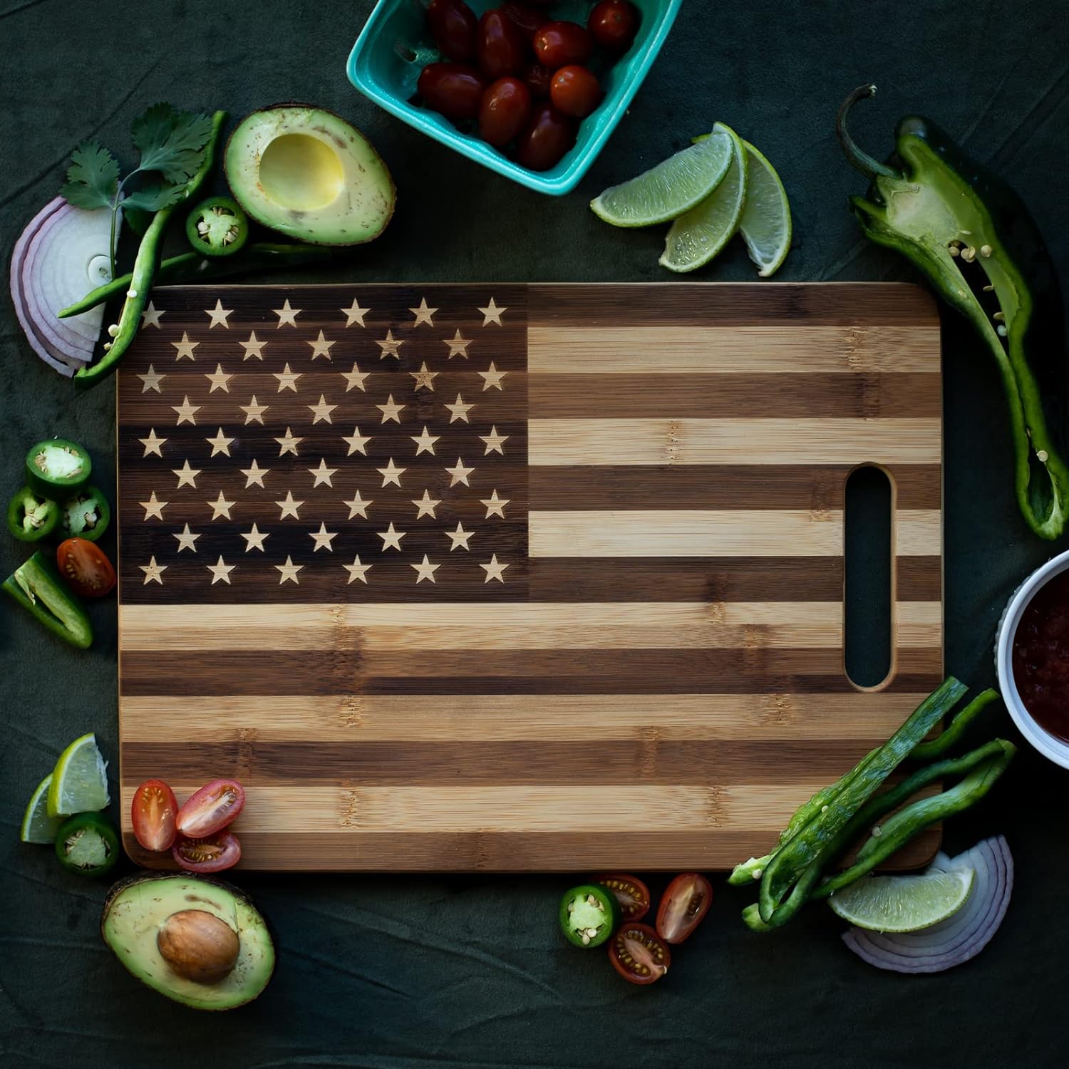 American Flag Cutting Board | Bamboo Wood, 9.75x13.75, Decorative and Functional