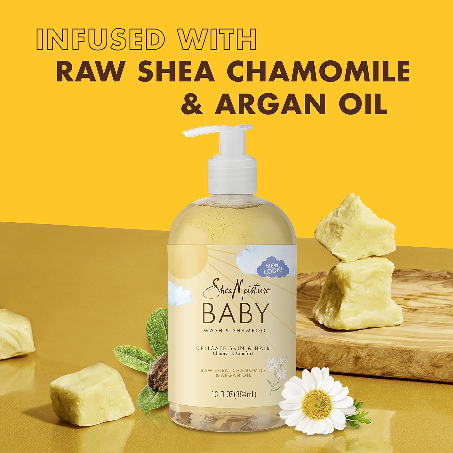 Baby Shampoo & Body Wash | Raw Shea, Chamomile, Argan Oil, 13 fl oz