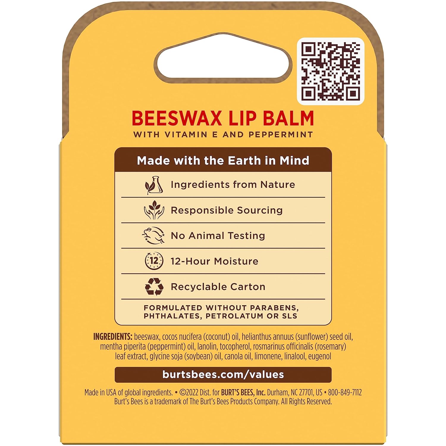 Lip Balm | Original Beeswax, Tint-Free, 4 Tubes, 0.15 oz