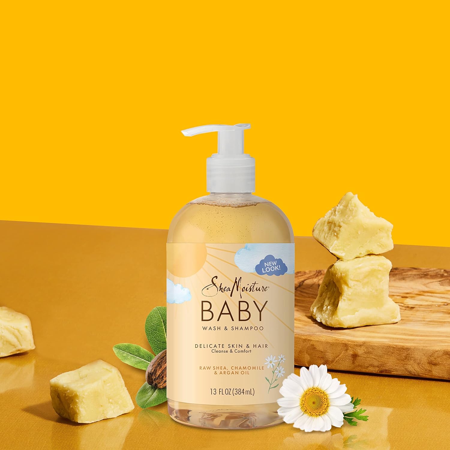 Baby Shampoo & Body Wash | Raw Shea, Chamomile, Argan Oil, 13 fl oz