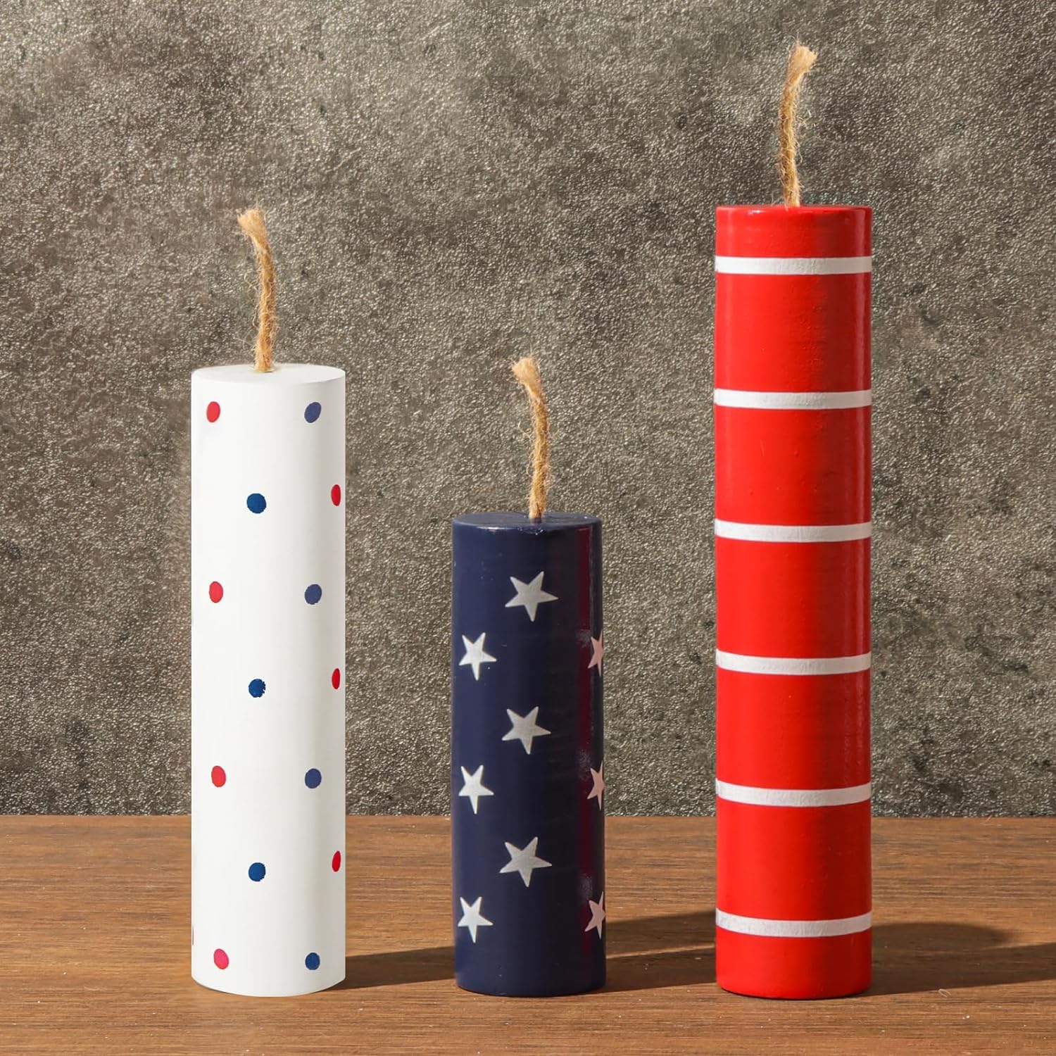 Decorative Accessory | 4th of July Theme, Wooden Firework Signs, 3 Pieces