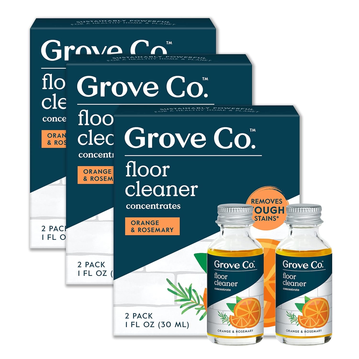 Floor Cleaner Refill Concentrate (2 X 1 Oz) + 1 X Durable Glass Spray Bottle (16 Oz) Plant-Based Cleaning Supplies Bundle, No Plastic Waste, 100% Natural Lavender & Thyme Scent